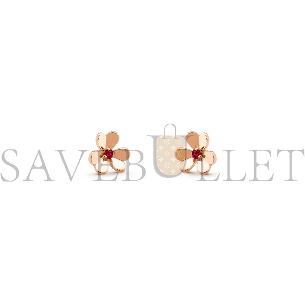 V*N CL*F arpels frivole earrings, mini model - rose gold, ruby  vcarp7sa00